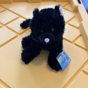 Webkinz Cuddly Black Plush Cat with Pink Nose with Code